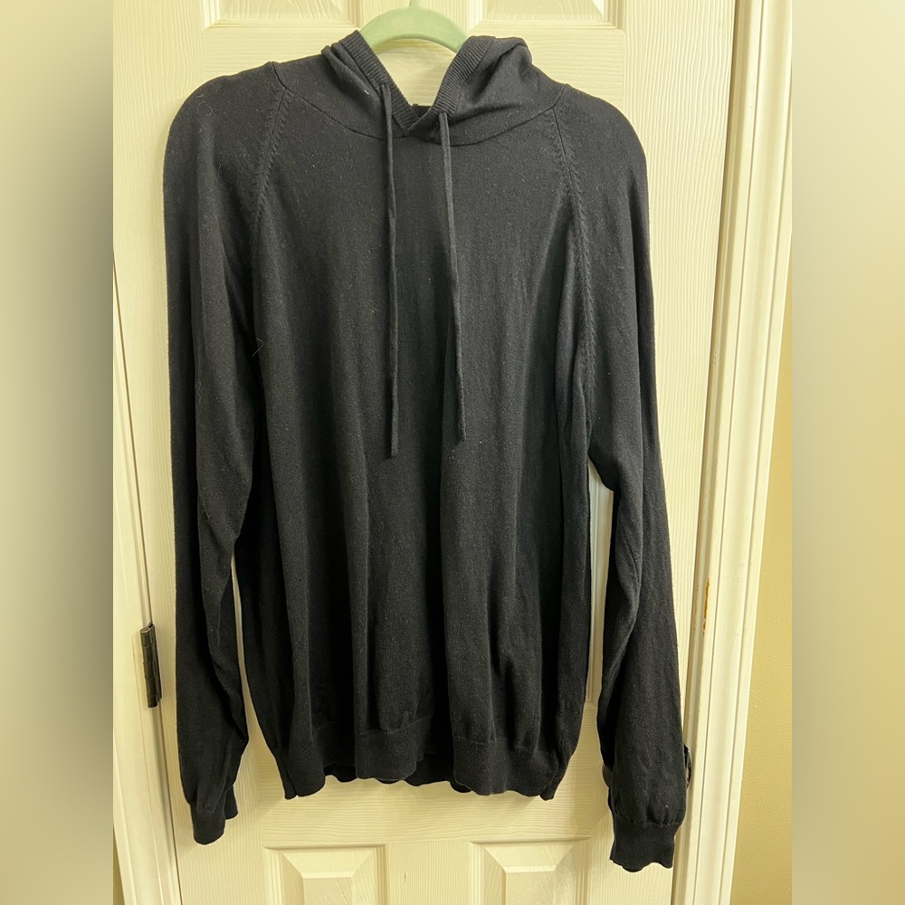 14th & Union Hooded Black Pullover Sweater Cashmere Blend Sz XL